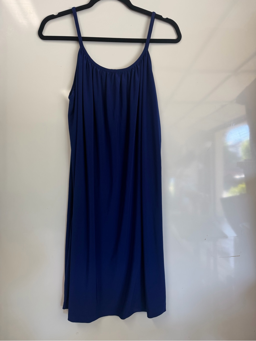 Classic Cobalt Midi Slip Dress With Spaghetti Straps